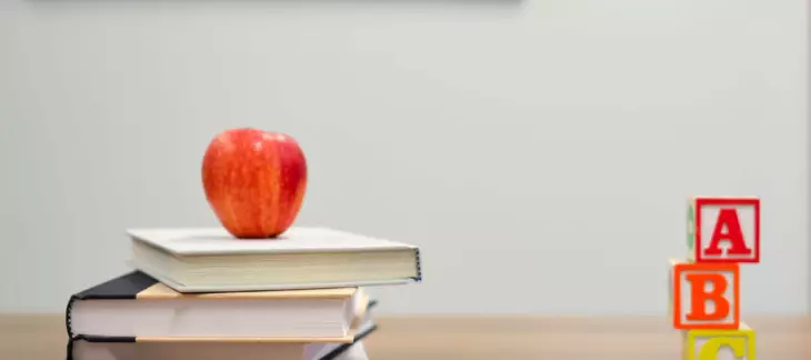 Teaching supplies on a wooden table